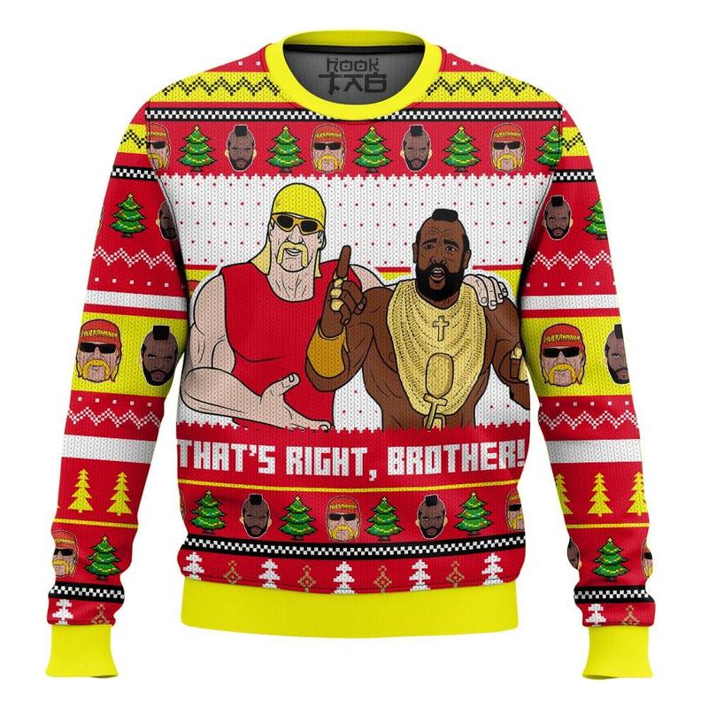 That’s Right, Brother! Hogan & T WWE Ugly Sweater Retro Trendy Ugly Sweater, Sweater Lover Gift For Dad Gift For Mom Outfit For Family Holiday