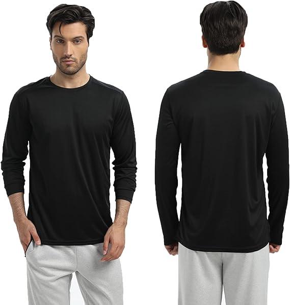 4 Pack: Men's Shirts Long Sleeve Cotton Tee Crew Neck Oversize Tops Casual Loose Fit Knitted T Shirts