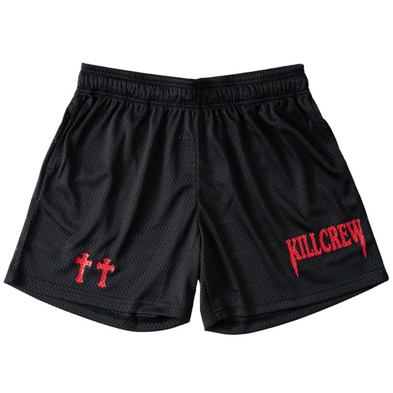 VENTED MESH SHORTS MEDIEVAL - BLACK   RED Menswear Elastic