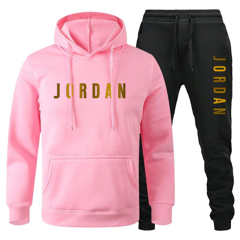 2024 Hooded Sweater Set with Printed Label Letters for Autumn and Winter, European and American Style Casual Wear Sports Suit Workout Clothes