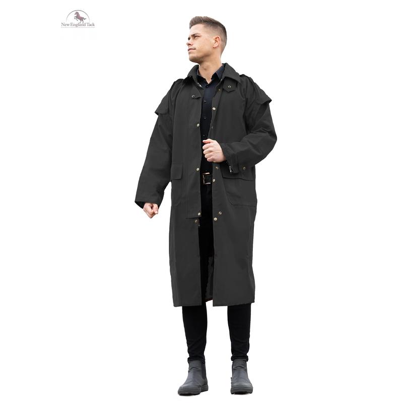 Resistance Western Oilskin Waterproof Duster Coat Cotton Fabric Menswear Australian Breathable Cape Cowboy Jackets Pocket Strap