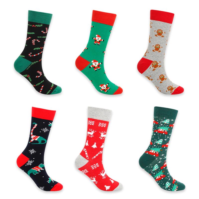 1 pair of funny crazy Christmas socks for men hip hop trend happy seamless pattern print unisex novelty gift Menswear Festive