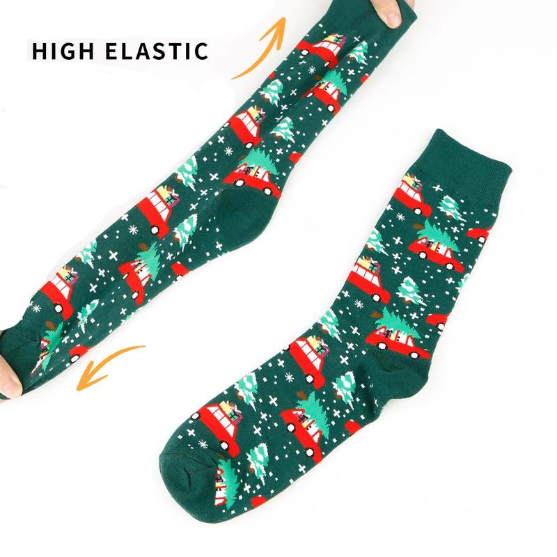 1 pair of funny crazy Christmas socks for men hip hop trend happy seamless pattern print unisex novelty gift Menswear Festive