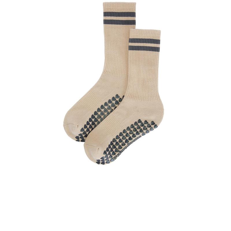 WellBeing + BeingWell Striped Tube Grip Sock in White