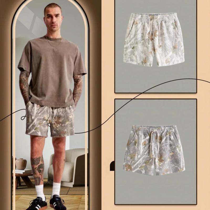 Unisex camo Shorts for Outdoor Activities with Maple Leaf Prin