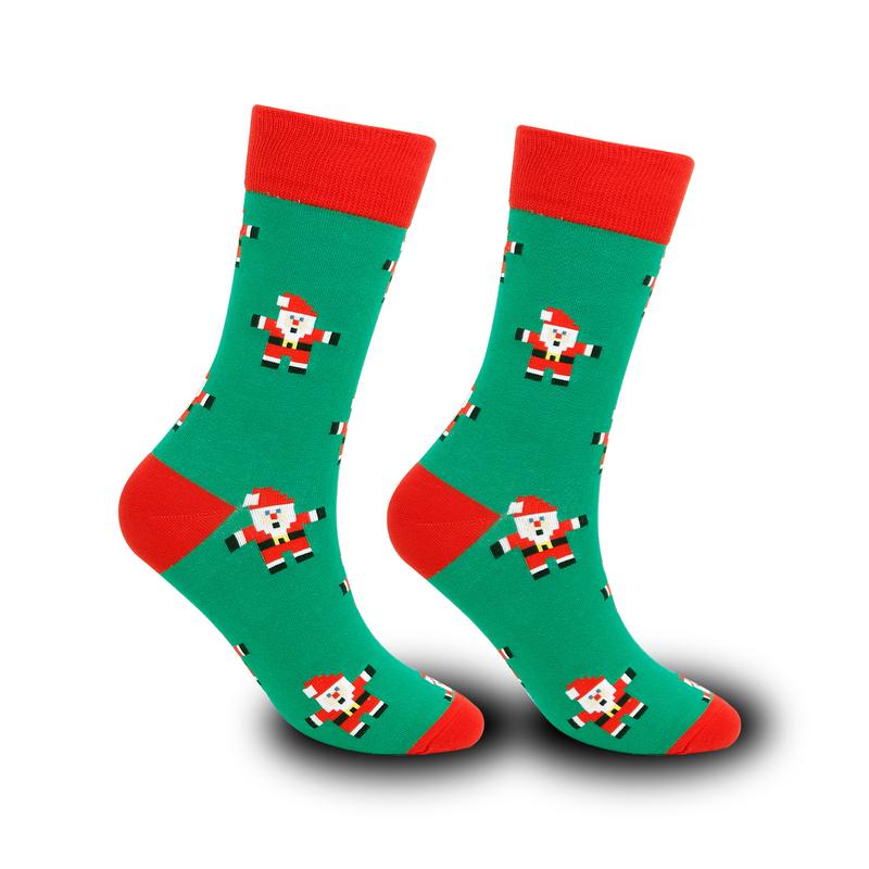 1 pair of funny crazy Christmas socks for men hip hop trend happy seamless pattern print unisex novelty gift Menswear Festive