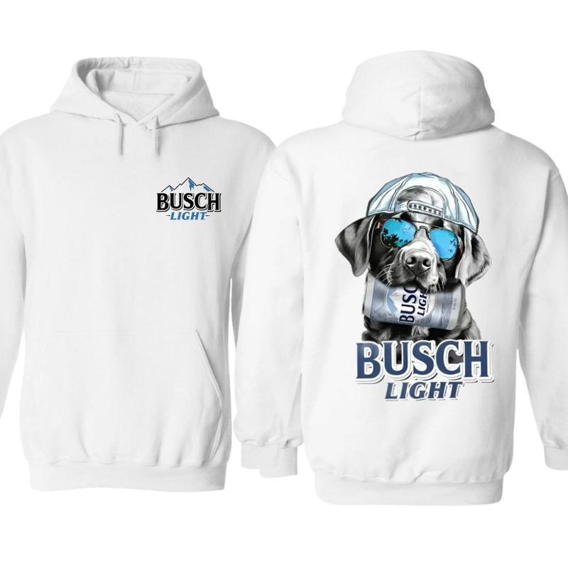 Busch Black Labrador Dog 2 Sided Unisex Hoodie, Funny Dog With Beer, Busch Light Hunting Outdoors, Hoodie Menswear, Full Colors, For Men, For Women