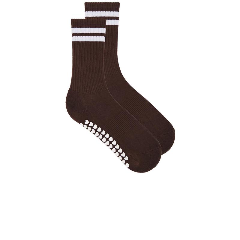 WellBeing + BeingWell Striped Tube Grip Sock in White