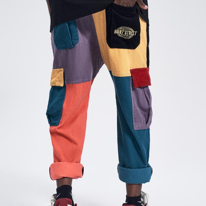 Niepce Unisex Patchwork Trousers Urban Streetwear Colorful Cargo Pants