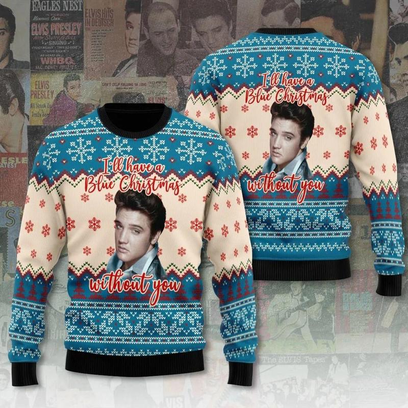 Christmas Elvis Presley Sweater, Elvis Presley Ugly Christmas Sweater, Elvis Presley Ugly Sweater, King Of Rock And Roll Sweater