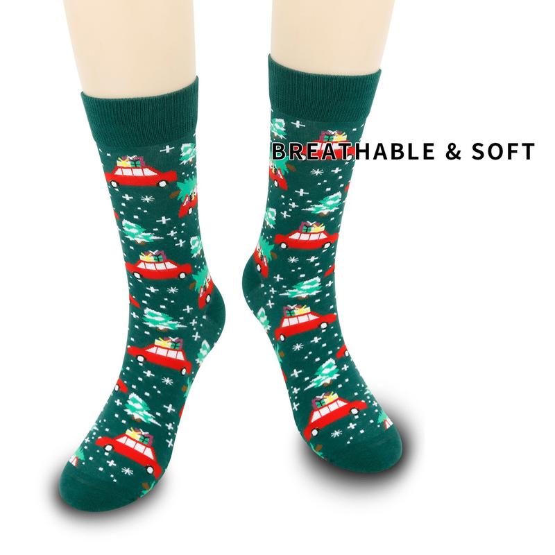 1 pair of funny crazy Christmas socks for men hip hop trend happy seamless pattern print unisex novelty gift Menswear Festive