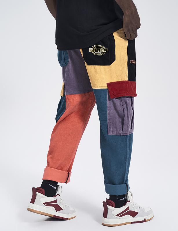 Niepce Unisex Patchwork Trousers Urban Streetwear Colorful Cargo Pants