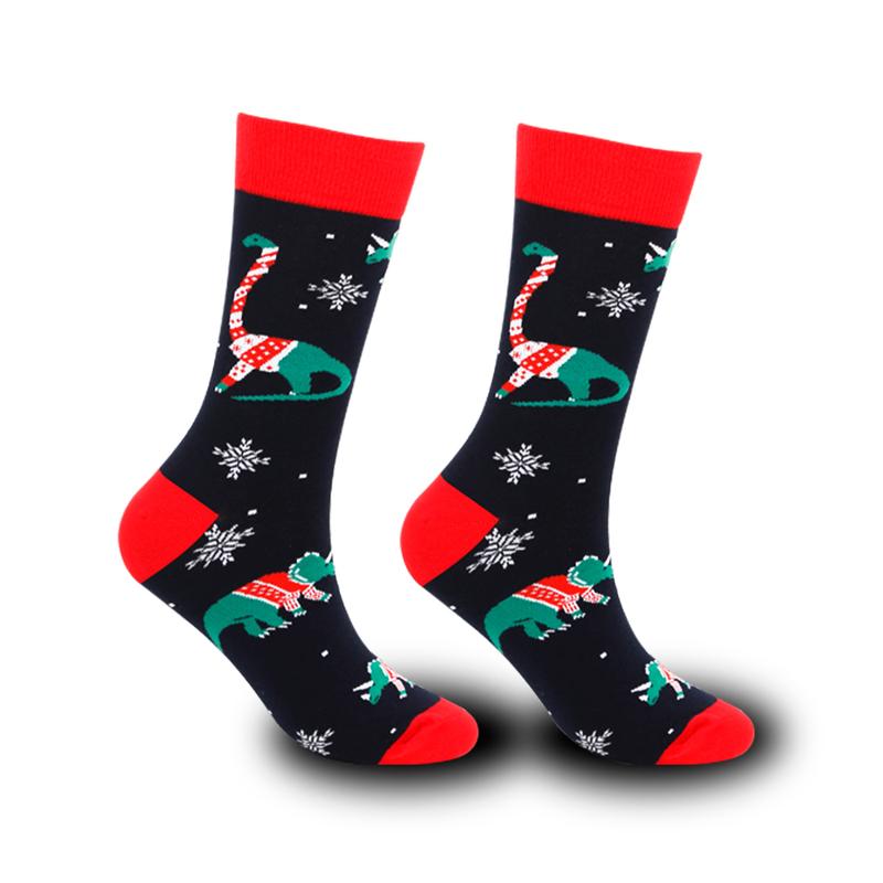 1 pair of funny crazy Christmas socks for men hip hop trend happy seamless pattern print unisex novelty gift Menswear Festive