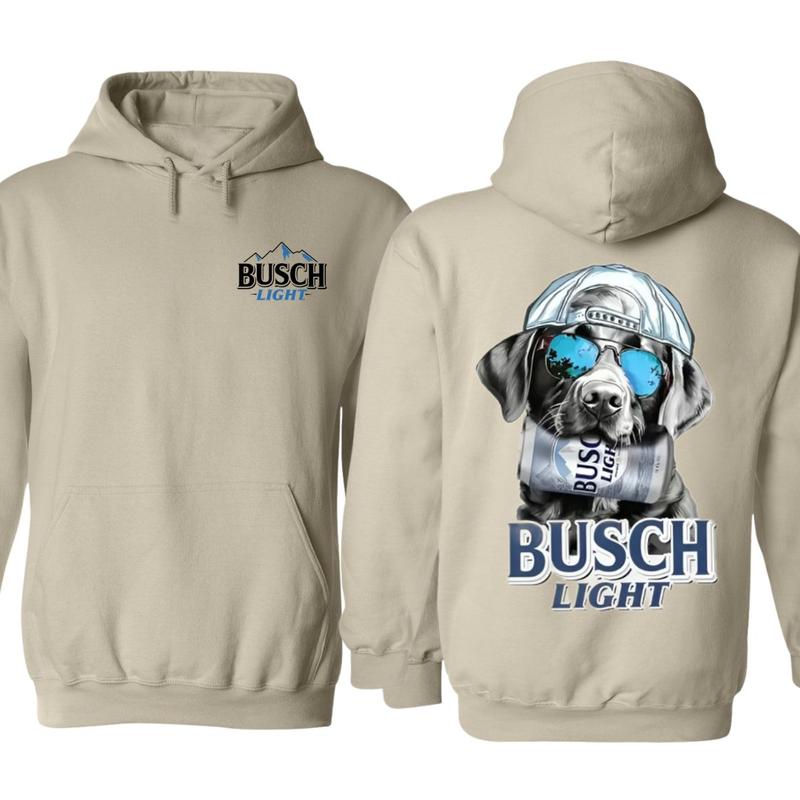 Busch Black Labrador Dog 2 Sided Unisex Hoodie, Funny Dog With Beer, Busch Light Hunting Outdoors, Hoodie Menswear, Full Colors, For Men, For Women