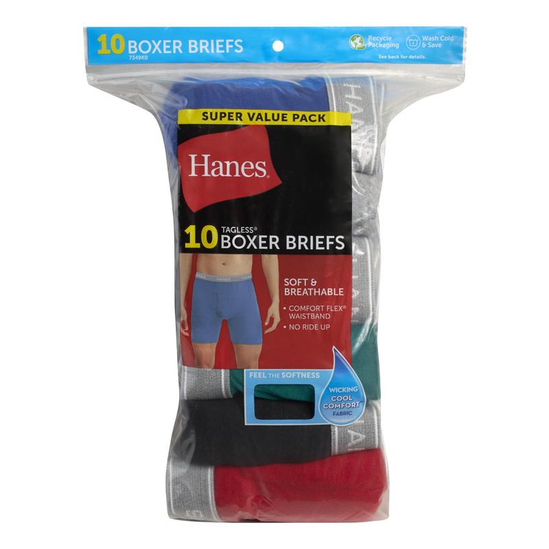 Hanes Men's Super Value Pack Assorted Boxer Briefs, 10 Pack, S-3XL