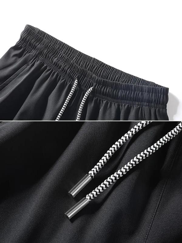 Men's Solid Color Drawstring Waist Split Hem Shorts, Shorts for Men, Casual Breathable Elastic Waist Shorts, Men's Summer Bottoms for Daily Wear