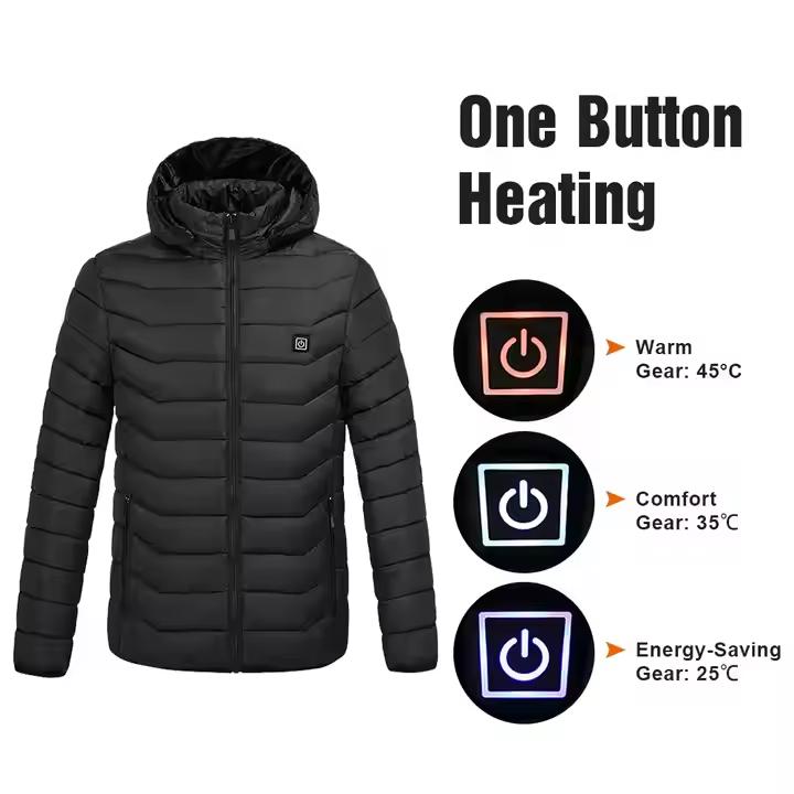 Rechargeable Heated Jacket for Outdoor Activities with 9 Heating Zones for Men and Women Menswear Coats