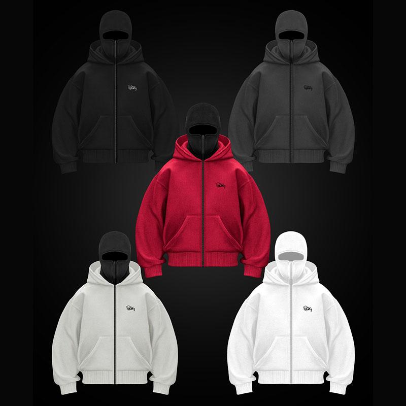 Ninja Hoodie with Concealed Face, Streetwear Double Hood Unique Design Pullover, Unisex Loose Fit, New Autumn Winter Y2K Style Hoodie Menswear Sweatshirts