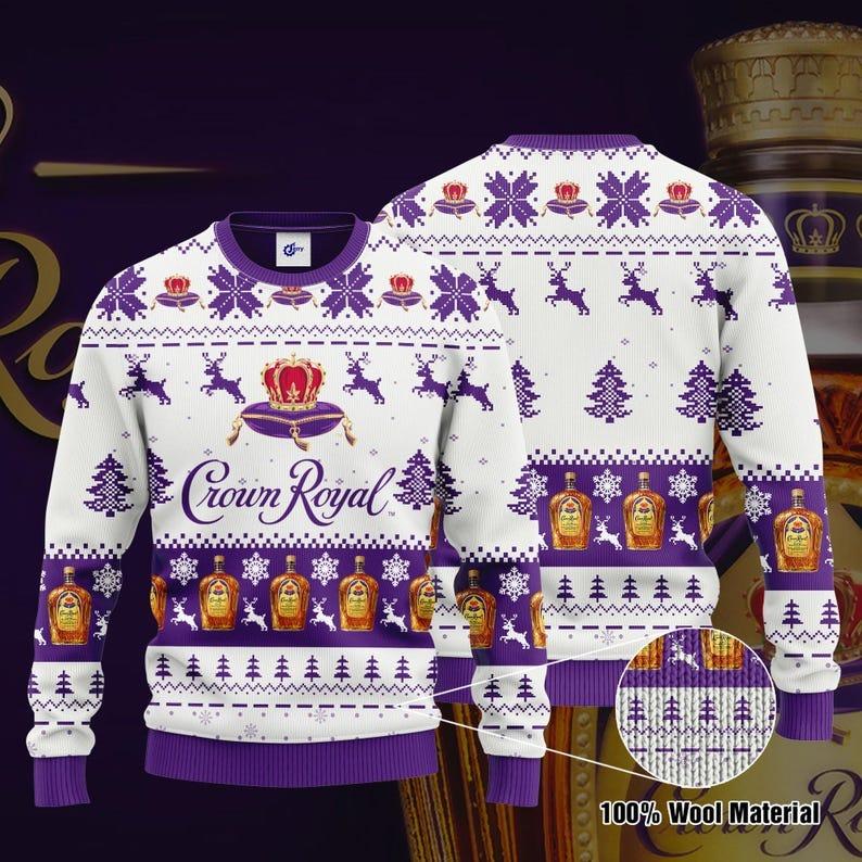 Crown Royal Ugly Sweater, Whiskey Sweater, Christmas Sweaters For Women Man, Christmas Party Gift