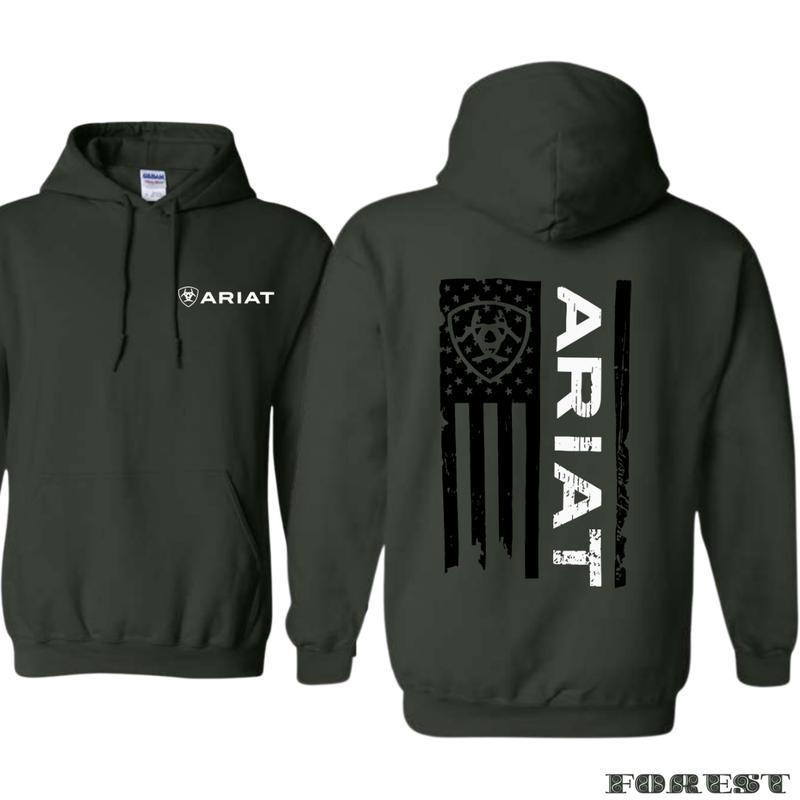 Ariat Hoodie - Classic American Flag Design with Bold Ariat Logo, Perfect for Western Lifestyle Enthusiasts, Comfortable Unisex Hoodies for Patriotic Style and Everyday Wear