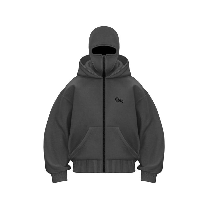 Ninja Hoodie with Concealed Face, Streetwear Double Hood Unique Design Pullover, Unisex Loose Fit, New Autumn Winter Y2K Style Hoodie Menswear Sweatshirts