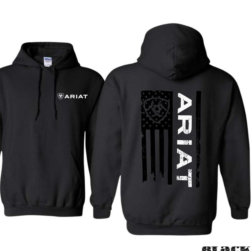 Ariat Hoodie - Classic American Flag Design with Bold Ariat Logo, Perfect for Western Lifestyle Enthusiasts, Comfortable Unisex Hoodies for Patriotic Style and Everyday Wear