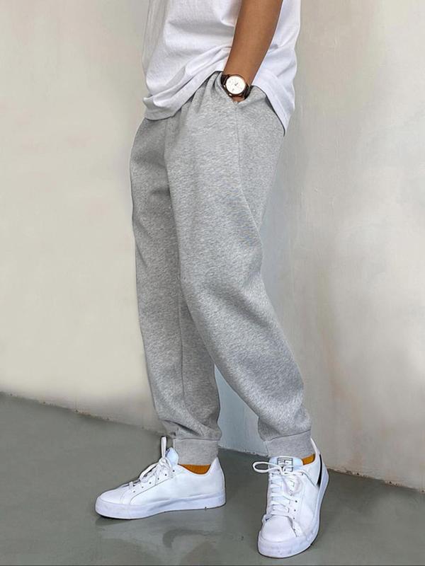 Men's Solid Drawstring Waist Pocket Sweatpants, Loose Casual Comfy Jogger Pants for Daily Wear, Men's Trousers for All Seasons