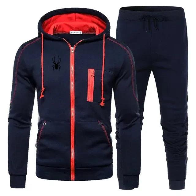 Men's Tracksuit Casual Jogging Suit Outdoor Set Zipper Hoodies + Black Sweatpant 2pcs  Spring Fashion New Streetwear S-3XL