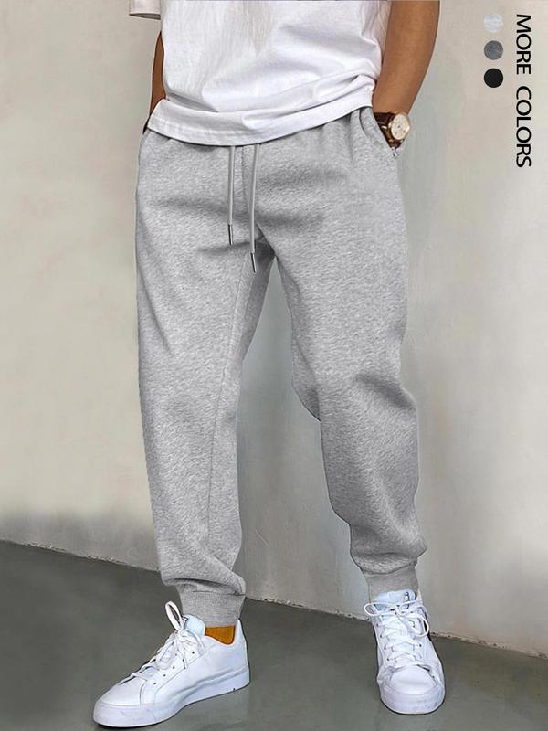 Men's Solid Drawstring Waist Pocket Sweatpants, Loose Casual Comfy Jogger Pants for Daily Wear, Men's Trousers for All Seasons