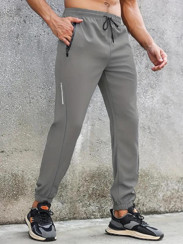 Men's Letter Print Drawstring Waist Jogger Pants, Regular Fit Casual Pocket Trousers for Daily Wear, Men's Bottoms for All Seasons