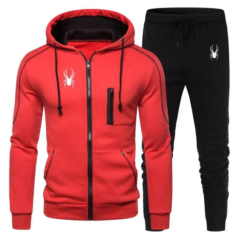 Men's Tracksuit Casual Jogging Suit Outdoor Set Zipper Hoodies + Black Sweatpant 2pcs  Spring Fashion New Streetwear S-3XL