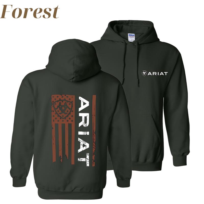 Patriotic Ariat Hoodie - #Rugged American Flag Design with Classic #Ariat Branding, Ideal for Outdoor Enthusiasts and Western Wear Lovers freeship