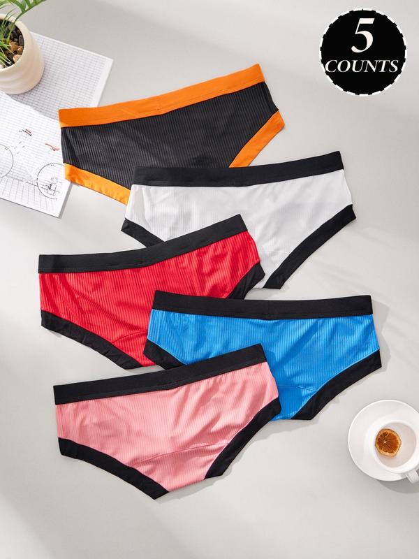 Men's Colorblock Tape  Briefs, Casual Comfy Breathable Underwear for Daily Wear, Men's Underwear for All Seasons