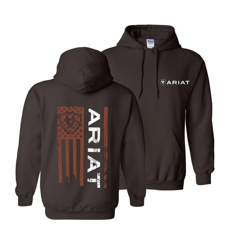 Patriotic Ariat Hoodie - #Rugged American Flag Design with Classic #Ariat Branding, Ideal for Outdoor Enthusiasts and Western Wear Lovers freeship