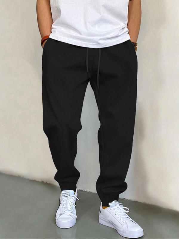 Men's Solid Drawstring Waist Pocket Sweatpants, Loose Casual Comfy Jogger Pants for Daily Wear, Men's Trousers for All Seasons