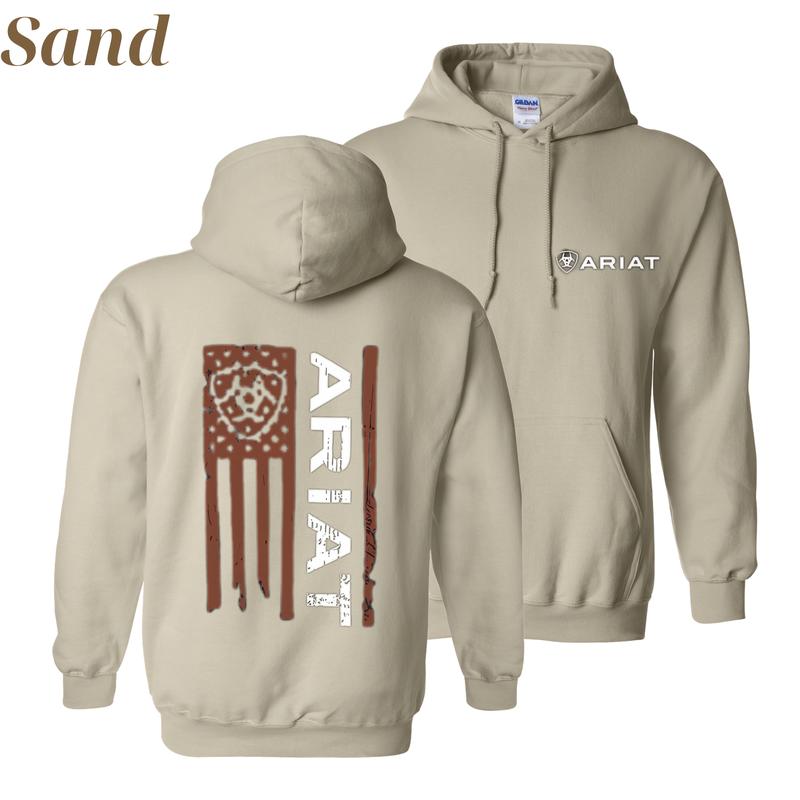 Patriotic Ariat Hoodie - #Rugged American Flag Design with Classic #Ariat Branding, Ideal for Outdoor Enthusiasts and Western Wear Lovers freeship