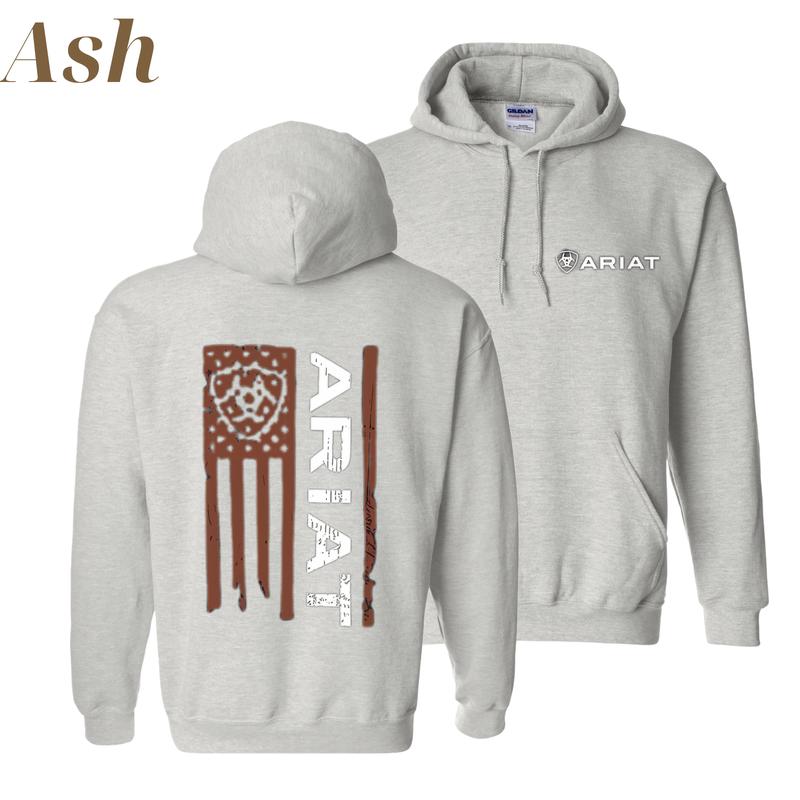 Patriotic Ariat Hoodie - #Rugged American Flag Design with Classic #Ariat Branding, Ideal for Outdoor Enthusiasts and Western Wear Lovers freeship