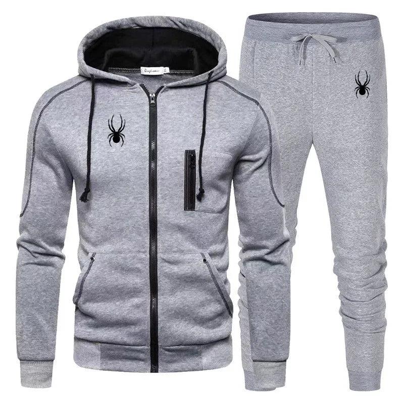 Men's Tracksuit Casual Jogging Suit Outdoor Set Zipper Hoodies + Black Sweatpant 2pcs  Spring Fashion New Streetwear S-3XL