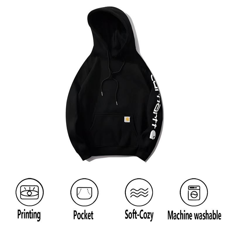 Car-hart Hoodies Stylish Casual Long Sleeve Drawstring Sweatshirts for Men and Women Loose Fit Midweight Logo Graphic Pullover with Pockets