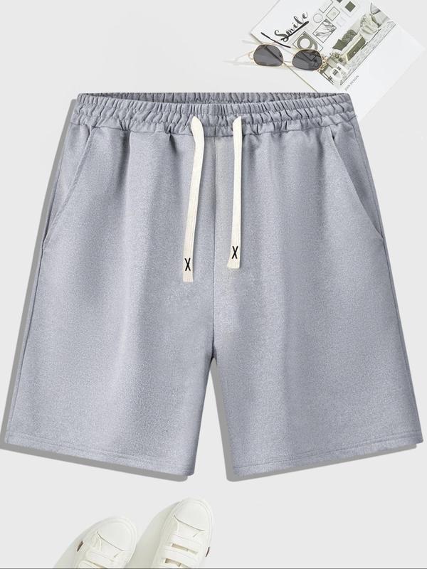 Men's 3pcs Solid Drawstring Waist Shorts, Loose Basic Casual Pocket Shorts for Summer, Men's Bottoms for Daily Wear