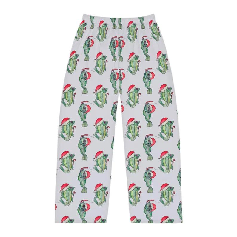 Santa Fish Mens Pajama Pants, Matching Family Christmas Sleepwear