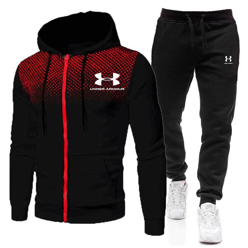 2024 Under Armour New Casual Polka Dot Zip Athietic HoodedSweatshirt Sweatsuit Menswear Clothing