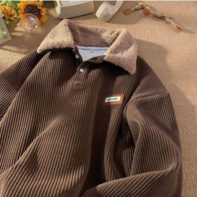 Stay Comfortable and Chic this Winter with our Men's Thickened Corduroy Polo Neck Sweatshirt Jacket