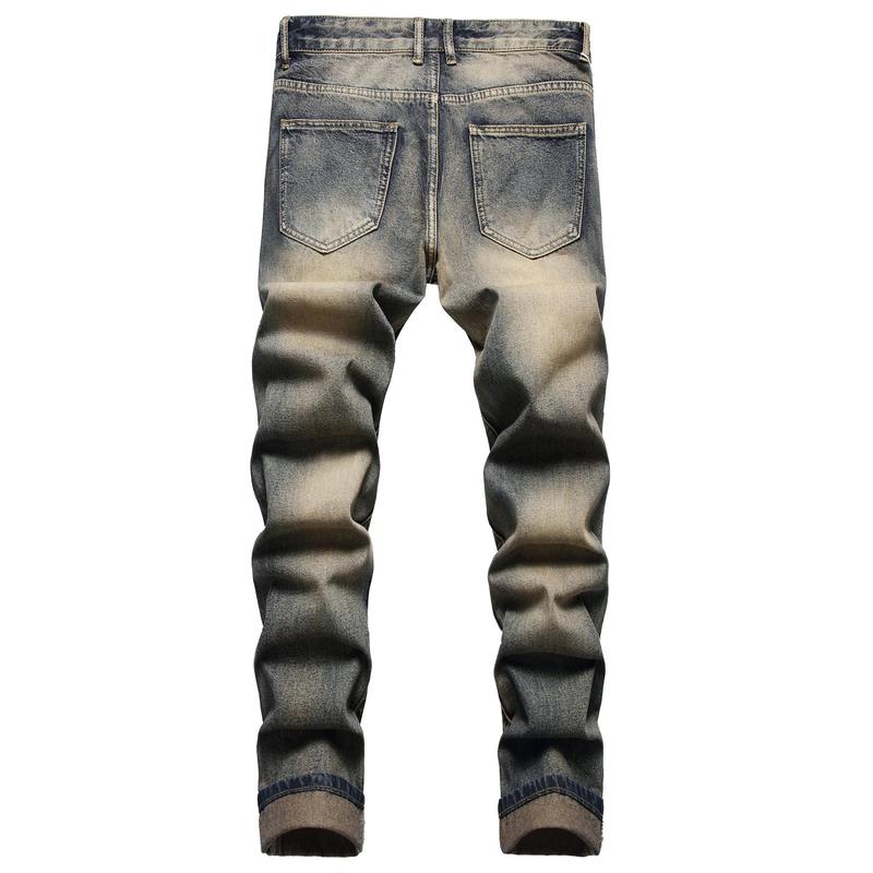 MXCVYCC Men's Ripped Slim Fit Jeans Distressed Regular fit Jeans For Men Brown Straight Leg  Comfort Flex Jeans  designer Fashion Pants