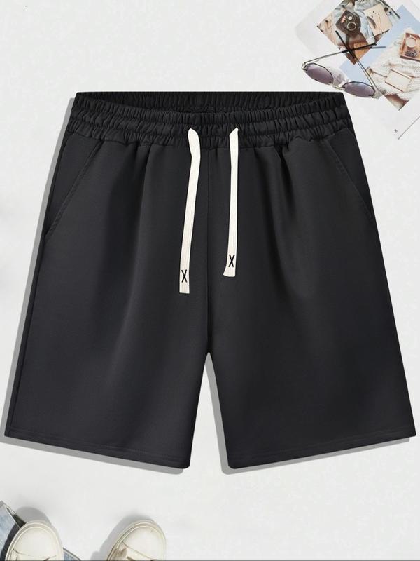 Men's 3pcs Solid Drawstring Waist Shorts, Loose Basic Casual Pocket Shorts for Summer, Men's Bottoms for Daily Wear