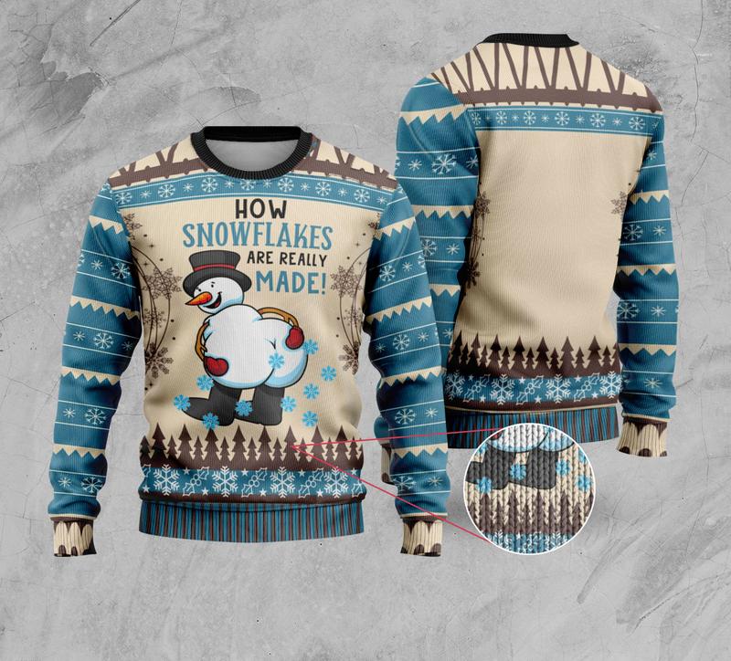 LAVIE DE - Snowman How Snowflakes Are Really Made Ugly Sweater - Funny Christmas Gifts For Dad