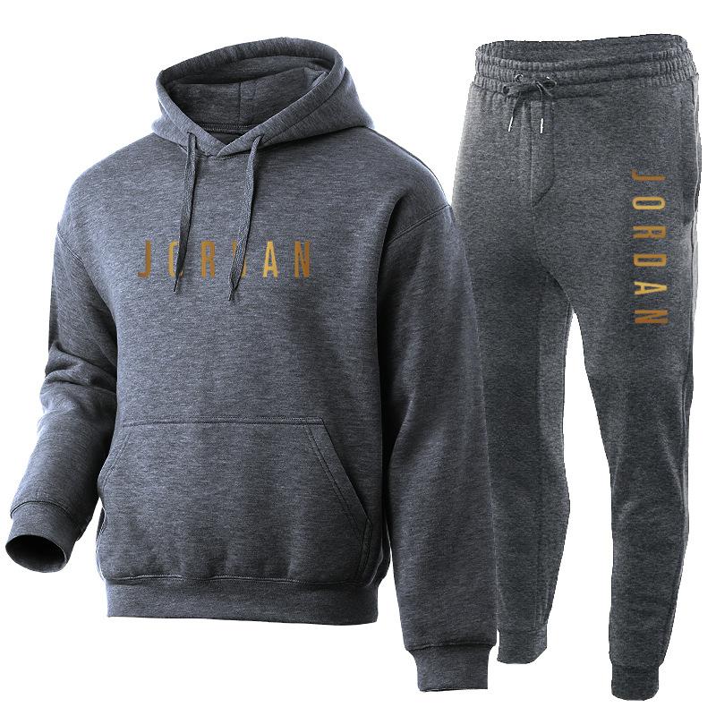 Fashion men's and women's casual sweatshirt hoodie suit autumn and winter plus velvet trendy brand printed jacket hooded sweatshirt