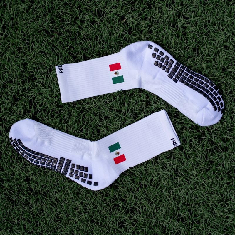 Premier Edge Mexican Flag White Grip Socks