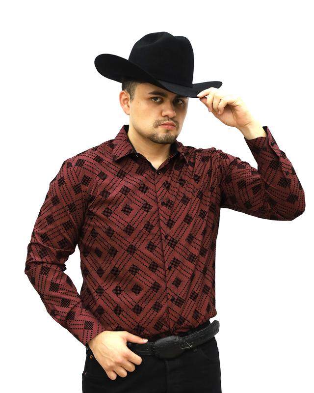 VS100L-FPMSFL-KF-19-6-BURGUNDY - Men's Vaquero Signature Fashion Shirts Menswear