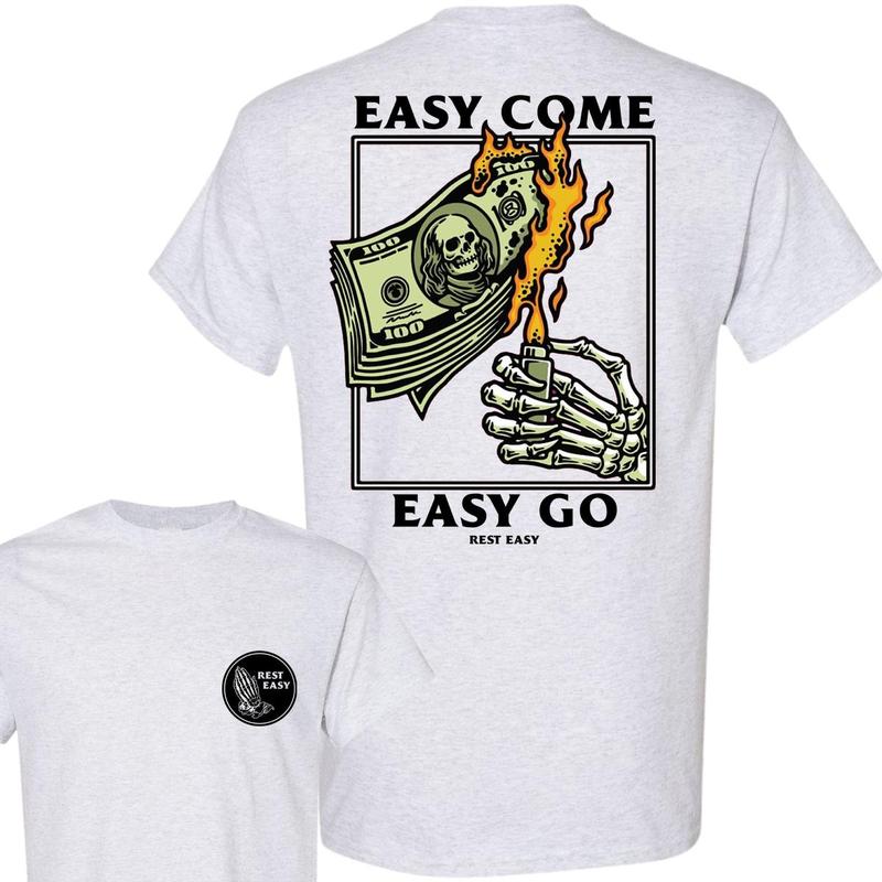 [Deals For You Days] Easy Come Easy Go Shirt, Burning Money Shirt, Casual Men and Women Streetwear, Funny Halloween 2 Sided, Unique Street Style Shirt